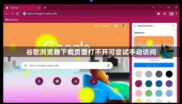 谷歌浏览器下载页面打不开可尝试手动访问1