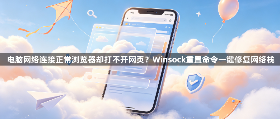 电脑网络连接正常浏览器却打不开网页？Winsock重置命令一键修复网络栈1